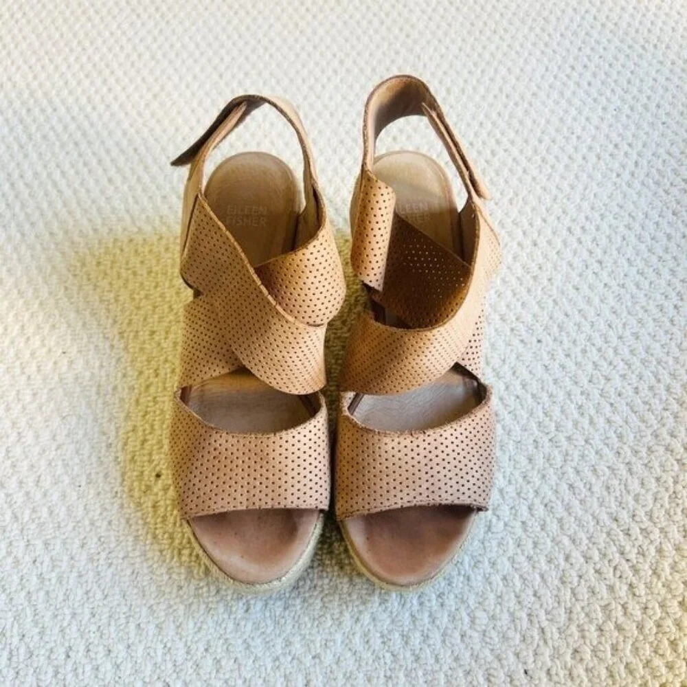 2/$30 Eileen Fisher Willow Espadrille Wedge Sandals Women's Size 8.5